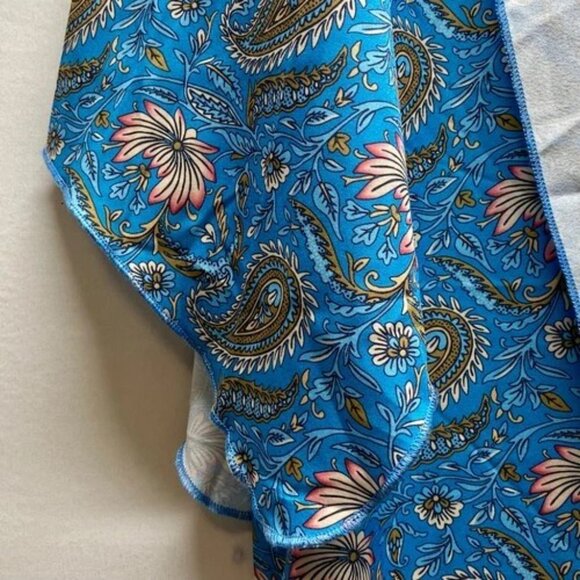 Women's Kimono Top Blue Paisley Open Front Bohemian Western Small Duster NWT - Picture 2 of 12